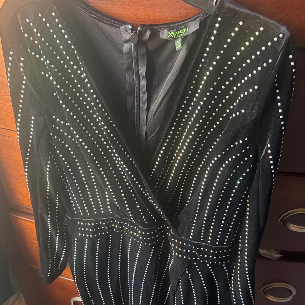 Xscape Black Gown with Silver Accents